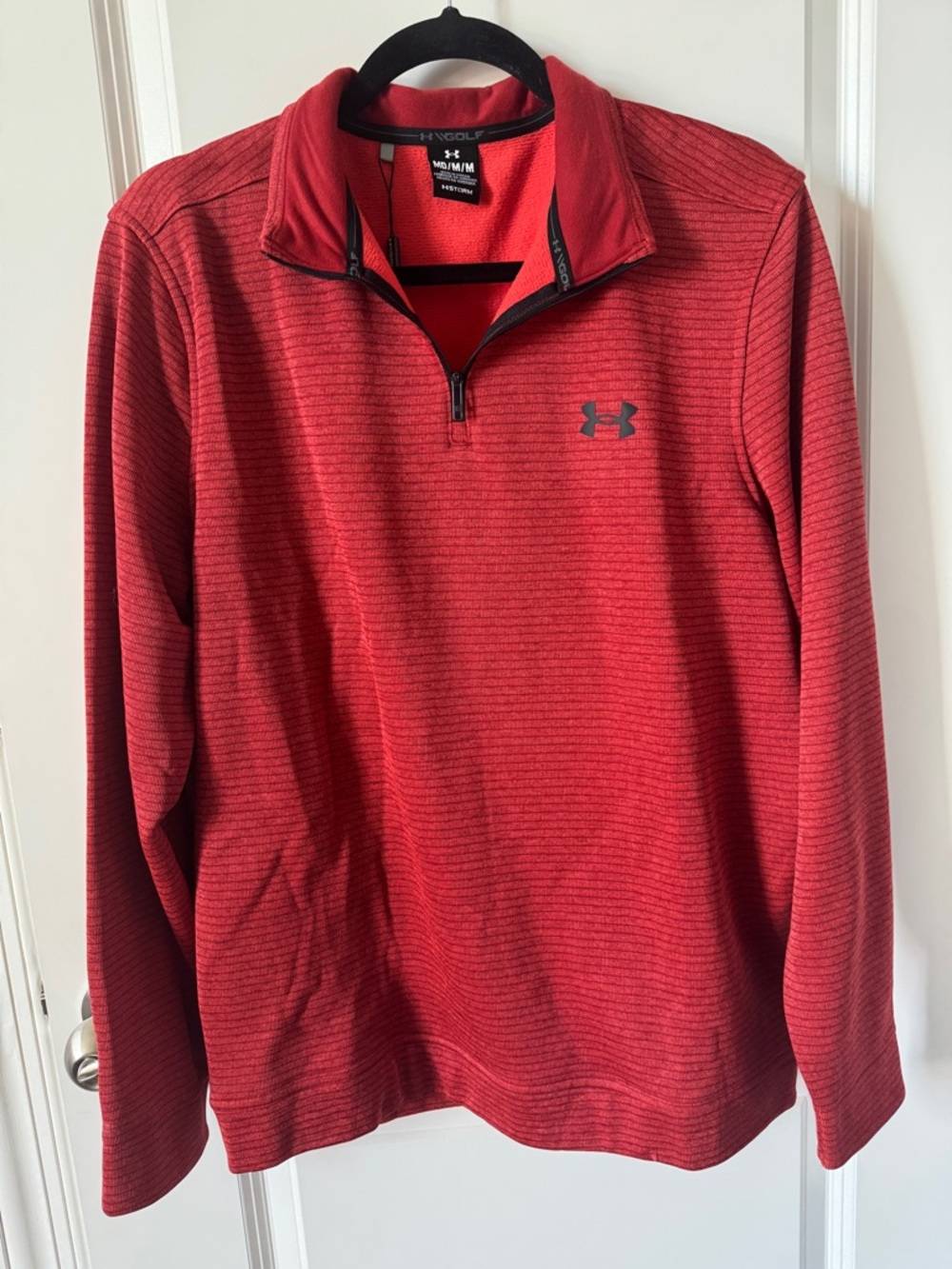 NWT-Under Armour Red Quarter-Zip Pullover Sweater Fleece-Medium